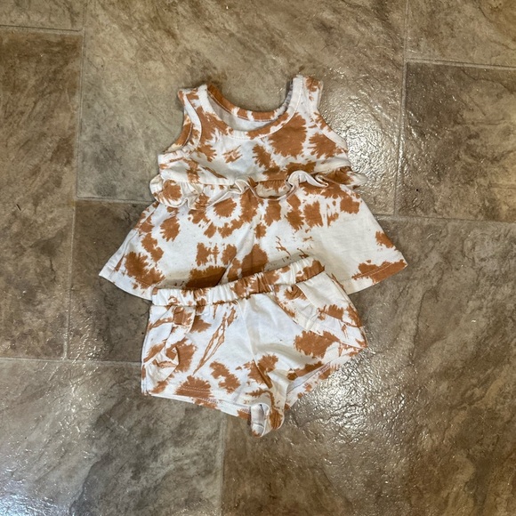 Grayson Mini Baby Girl Ruffle Tie Dye Boho Tank & Shorts Matching Set Newborn - Picture 4 of 9